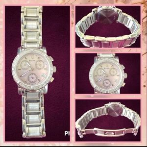 Bulova Lady’s Crystal Chronograph Date Mother of Pearl Face Watch C837381.